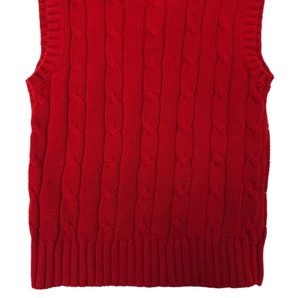 American Living Cable Knit Sweater Vest Boys 4/4T V Neck Pullover Red Eagle Flag - Picture 11 of 11